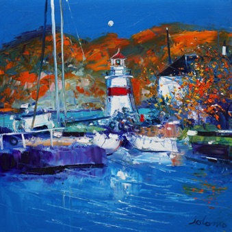 Autumnlight the Wee Lighthouse Crinan 24x24